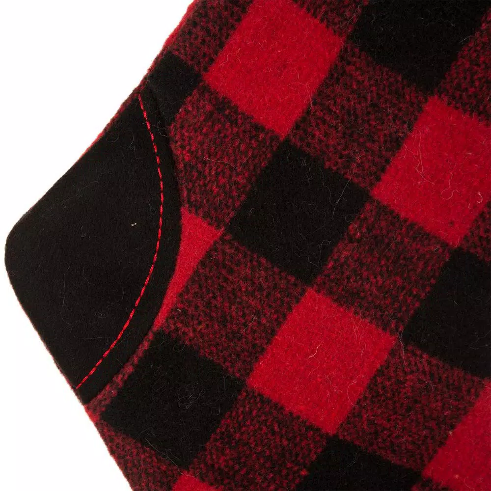 Glitzhome 21 In. H Black/Red Polyester Fur Buffalo Plaid Christmas Stocking 5 Glitzhome 21 In. H Black/Red Polyester Fur Buffalo Plaid Christmas Stocking - Image 3