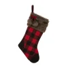 Glitzhome 21 In. H Black/Red Polyester Fur Buffalo Plaid Christmas Stocking -Alpine Corporation Shop glitzhome christmas stockings 1113202573 64 1000