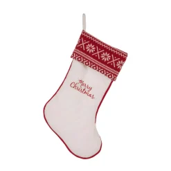 Glitzhome 21 In. L White Fleece Christmas Stocking – Merry Christmas