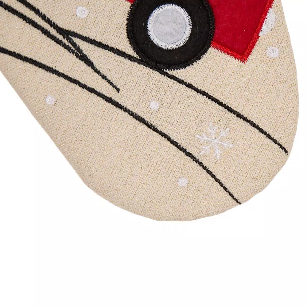 Glitzhome 21 In. L Embroidered Linen Christmas Stocking – Red Truck 7 Glitzhome 21 In. L Embroidered Linen Christmas Stocking – Red Truck - Image 5