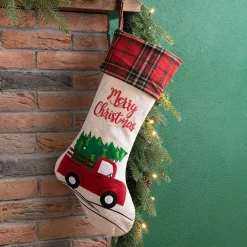 Glitzhome 21 In. L Embroidered Linen Christmas Stocking – Red Truck 16 Glitzhome 21 In. L Embroidered Linen Christmas Stocking – Red Truck -Alpine Corporation Shop glitzhome christmas stockings 1113203054 d4 1000