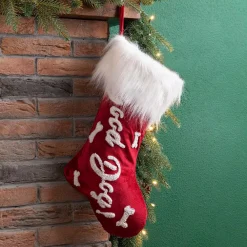 Glitzhome 22 In. L Velvet Christmas Stocking With Plush Cuff- Good Dog -Alpine Corporation Shop glitzhome christmas stockings 1113203057 d4 1000