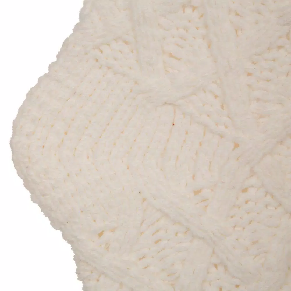 Glitzhome 22 In. L Knitted Polyester White Christmas Stocking With Red Trim And Pompom 5 Glitzhome 22 In. L Knitted Polyester White Christmas Stocking With Red Trim And Pompom - Image 3