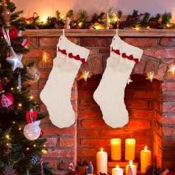 Glitzhome 22 In. Knitted Acrylic White Christmas Decoration Stocking (Set Of 2) -Alpine Corporation Shop glitzhome christmas stockings 2004700044 31 1000