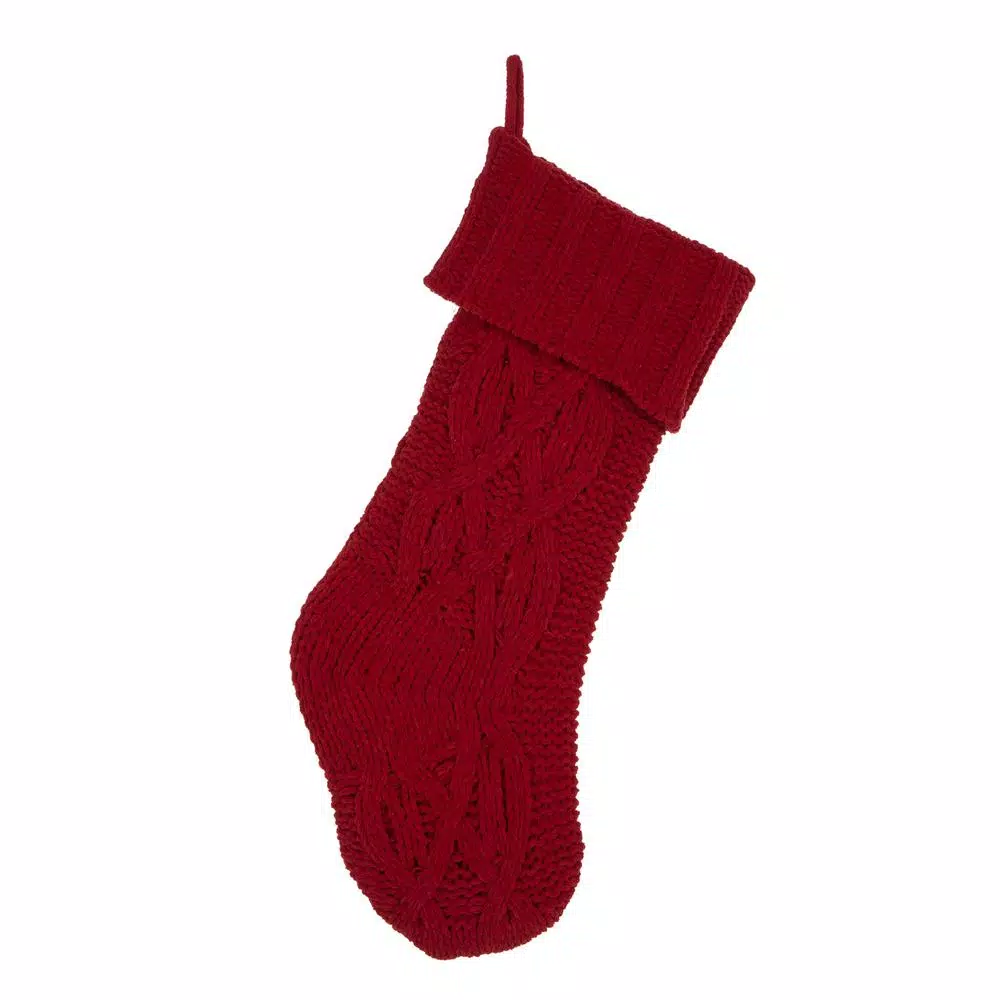 Glitzhome 22 In. Knitted Polyester Red Christmas Decoration Stocking (2-Pack) 4 Glitzhome 22 In. Knitted Polyester Red Christmas Decoration Stocking (2-Pack) - Image 2