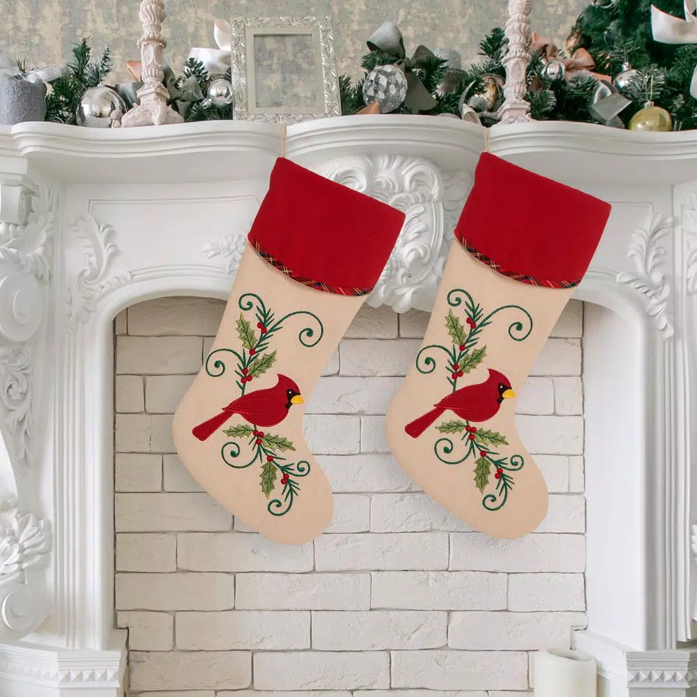 Glitzhome 21 In. Polyester Fabric Christmas Decoration Stocking (2-Pack) 9 Glitzhome 21 In. Polyester Fabric Christmas Decoration Stocking (2-Pack) - Image 7