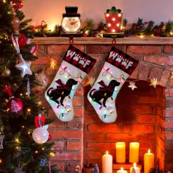 Glitzhome 21 In. Polyester LED Embroidered Linen Christmas Dog Stocking (2-Pack) 17 Glitzhome 21 In. Polyester LED Embroidered Linen Christmas Dog Stocking (2-Pack) -Alpine Corporation Shop glitzhome christmas stockings 2004700050 31 1000
