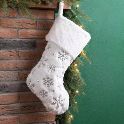Glitzhome 21 In. H Polyester White Plush Stocking With Snowflake Christmas 11 Glitzhome 21 In. H Polyester White Plush Stocking With Snowflake Christmas -Alpine Corporation Shop glitzhome christmas stockings 2004700066 31 1000