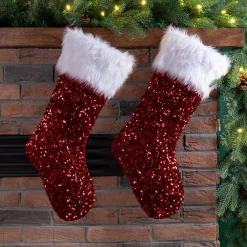 Glitzhome 21 In. H Polyester Red Sequin Christmas Stocking (2-Pack) 11 Glitzhome 21 In. H Polyester Red Sequin Christmas Stocking (2-Pack) -Alpine Corporation Shop glitzhome christmas stockings 2004700090 31 1000