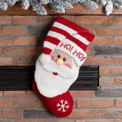 Glitzhome 20 In. Polyester/Acrylic Hooked Christmas Stocking With 3D Santa -Alpine Corporation Shop glitzhome christmas stockings jk13403wsa 31 1000