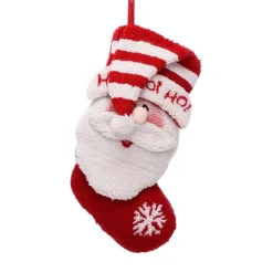 Glitzhome 20 In. Polyester/Acrylic Hooked Christmas Stocking With 3D Santa