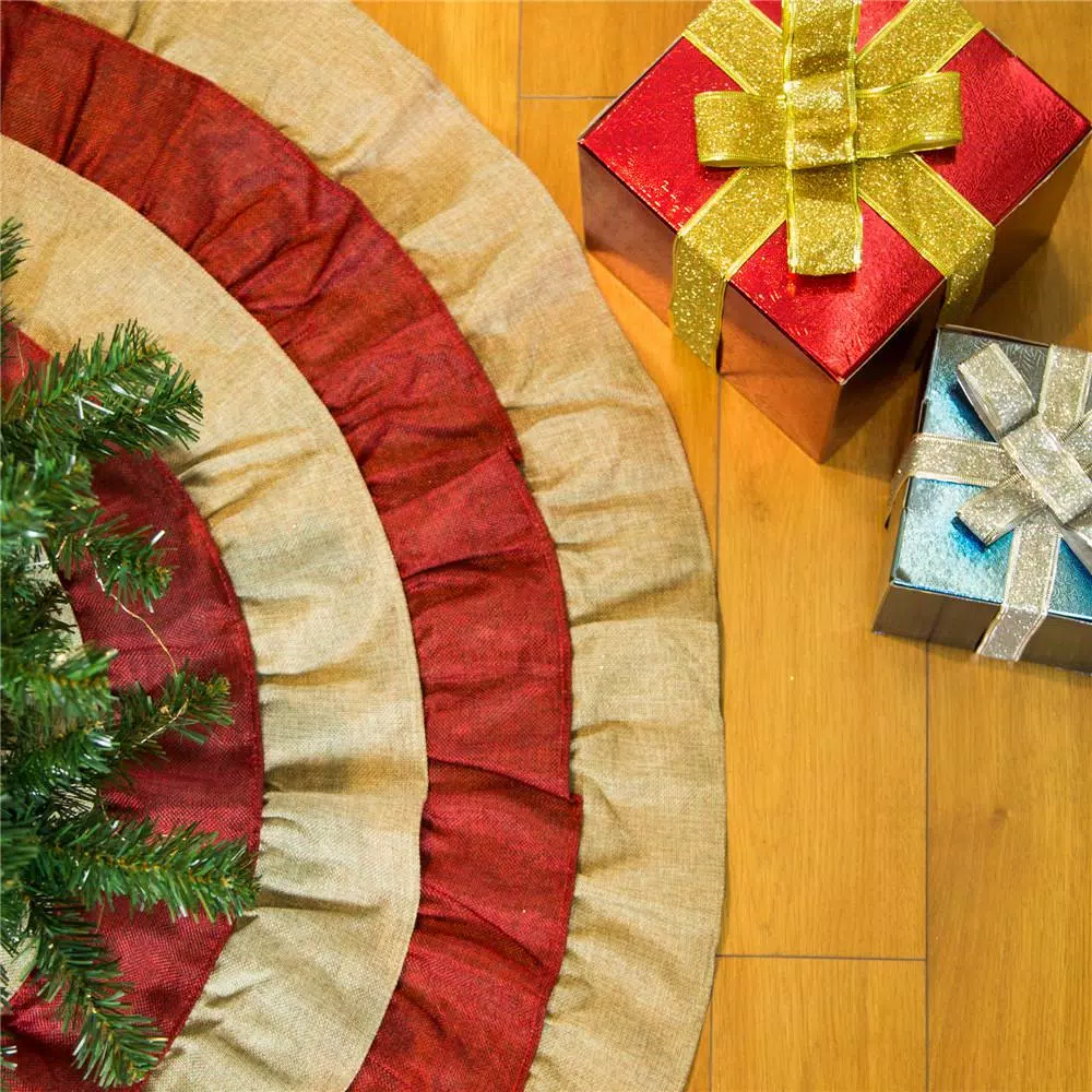 Glitzhome 48 In. D Christmas Faux Burlap Tree Skirt 9 Glitzhome 48 In. D Christmas Faux Burlap Tree Skirt - Image 7