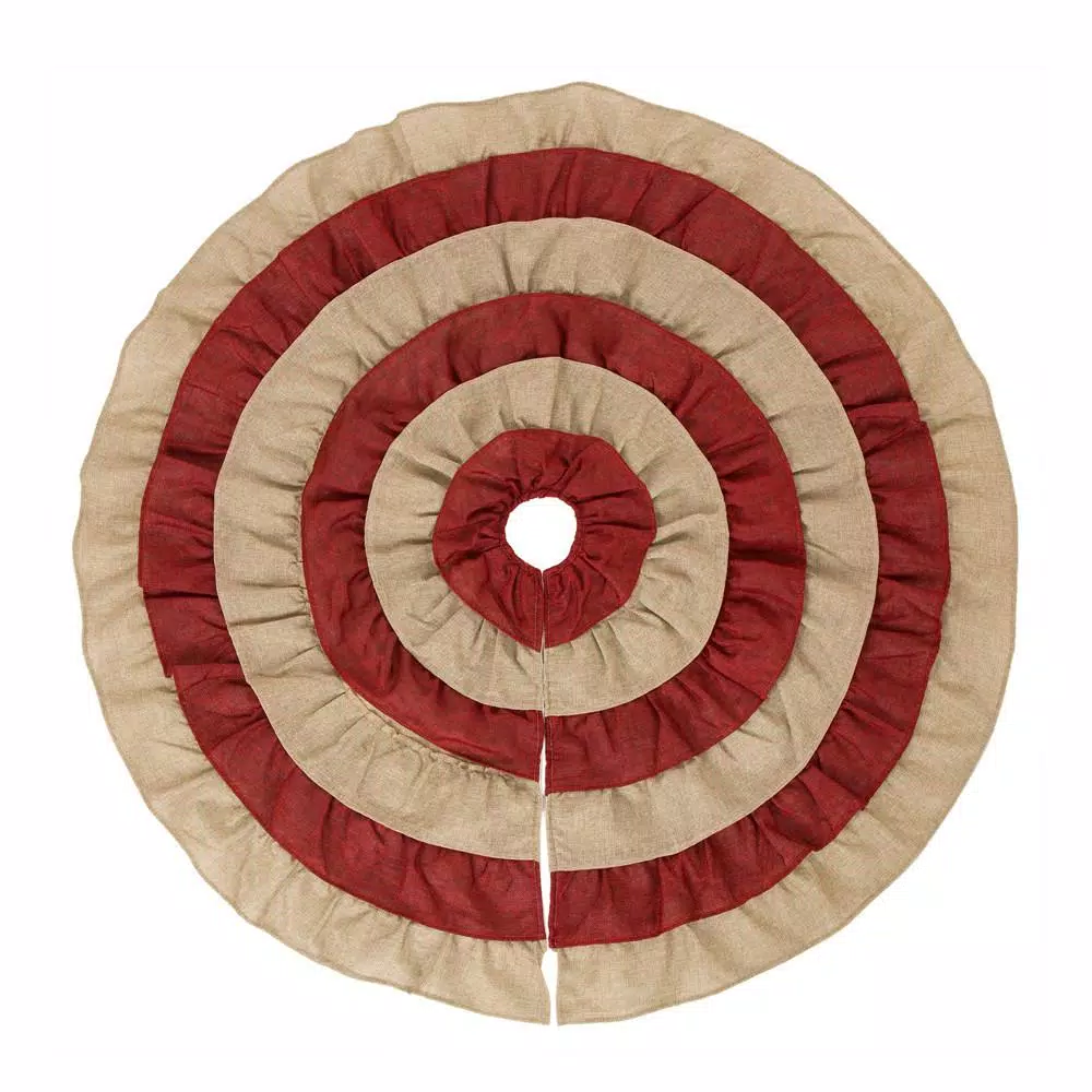 Glitzhome 48 In. D Christmas Faux Burlap Tree Skirt 3 Glitzhome 48 In. D Christmas Faux Burlap Tree Skirt