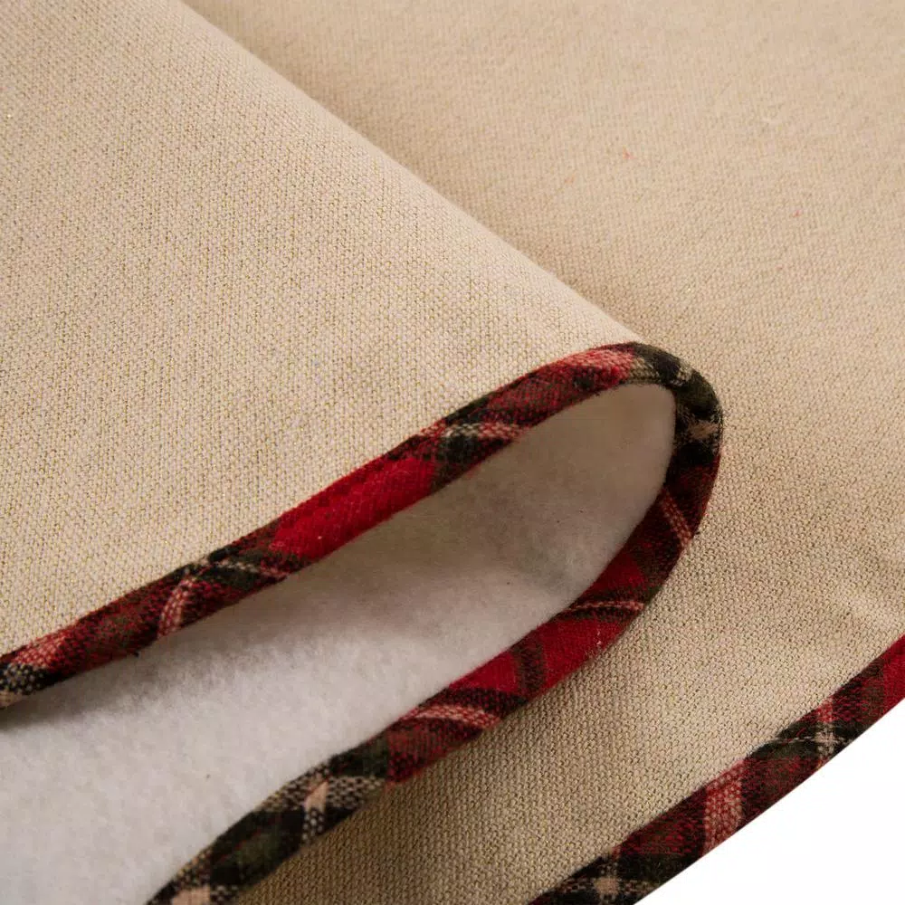 Glitzhome 48 In. D Fabric Christmas Tree Skirt In Poinsettia 9 Glitzhome 48 In. D Fabric Christmas Tree Skirt In Poinsettia - Image 7