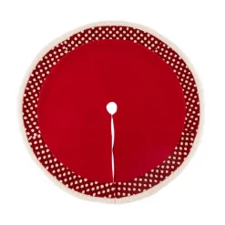 Glitzhome 48 In. D Fabric Christmas Tree Skirt In Pompom