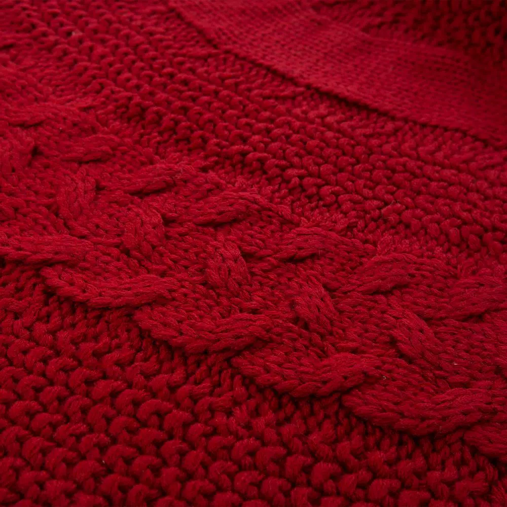 Glitzhome 52 In. D Knitted Acrylic Red Christmas Tree Skirt 7 Glitzhome 52 In. D Knitted Acrylic Red Christmas Tree Skirt - Image 5