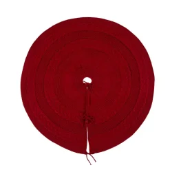 Glitzhome 52 In. D Knitted Acrylic Red Christmas Tree Skirt