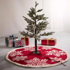 Glitzhome 48 In. D Knitted Christmas Tree Skirt In Snowflake -Alpine Corporation Shop glitzhome christmas tree skirts collars 1113202620 31 1000