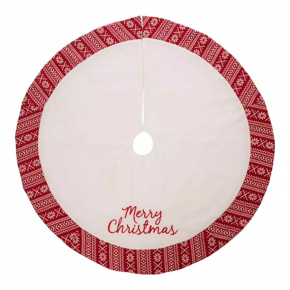 Glitzhome 48 In. D White Fleece Christmas Tree Skirt – Merry Christmas 3 Glitzhome 48 In. D White Fleece Christmas Tree Skirt – Merry Christmas