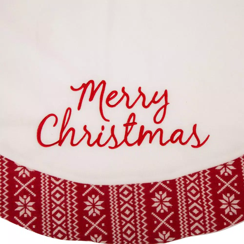 Glitzhome 48 In. D White Fleece Christmas Tree Skirt – Merry Christmas 4 Glitzhome 48 In. D White Fleece Christmas Tree Skirt – Merry Christmas - Image 2