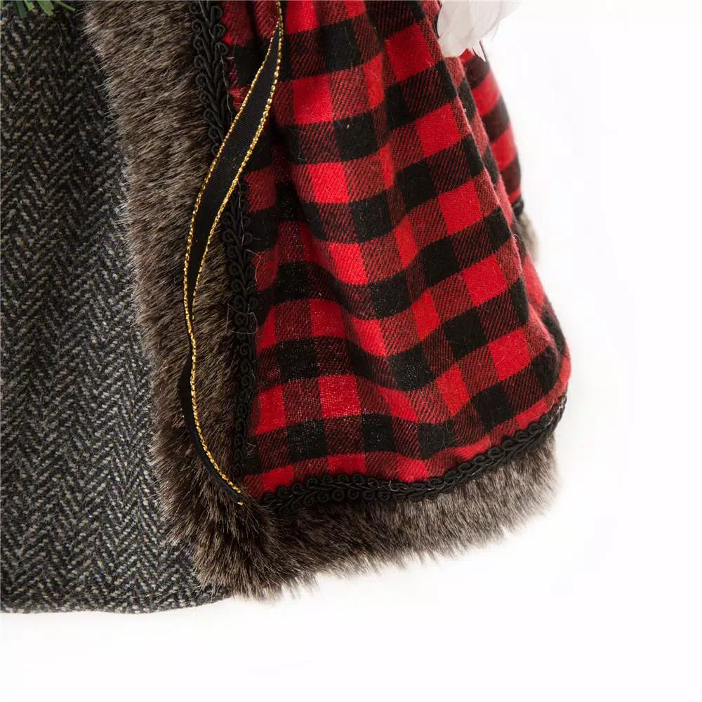 Glitzhome 12 In. H Plaid Angel Christmas Tree Topper Decoration 6 Glitzhome 12 In. H Plaid Angel Christmas Tree Topper Decoration - Image 4