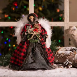 Glitzhome 12 In. H Plaid Angel Christmas Tree Topper Decoration 13 Glitzhome 12 In. H Plaid Angel Christmas Tree Topper Decoration -Alpine Corporation Shop glitzhome christmas tree toppers 1123202425 31 1000