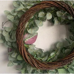 Glitzhome 24 In. Green Unlit Seasonal Artificial Christmas Wreath With Eucalyptus -Alpine Corporation Shop glitzhome christmas wreaths lkw20209gn 4f 1000