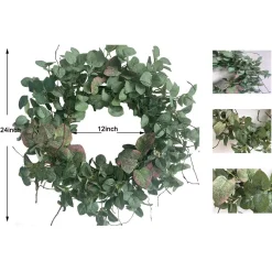 Glitzhome 24 In. Green Unlit Seasonal Artificial Christmas Wreath With Eucalyptus -Alpine Corporation Shop glitzhome christmas wreaths lkw20209gn fa 1000