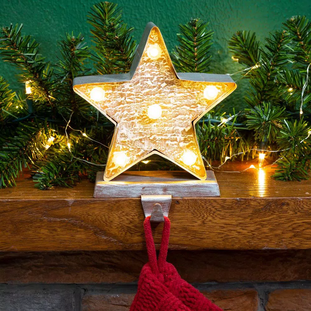 Glitzhome 7.5 In. H Marquee LED Lighted Christmas Stocking Holder Star 10 Glitzhome 7.5 In. H Marquee LED Lighted Christmas Stocking Holder Star - Image 8