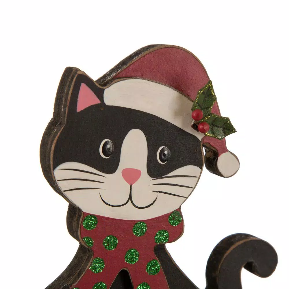 Glitzhome 7.76 In. H Wooden Metal Christmas Stocking Holder Cat 5 Glitzhome 7.76 In. H Wooden Metal Christmas Stocking Holder Cat - Image 3