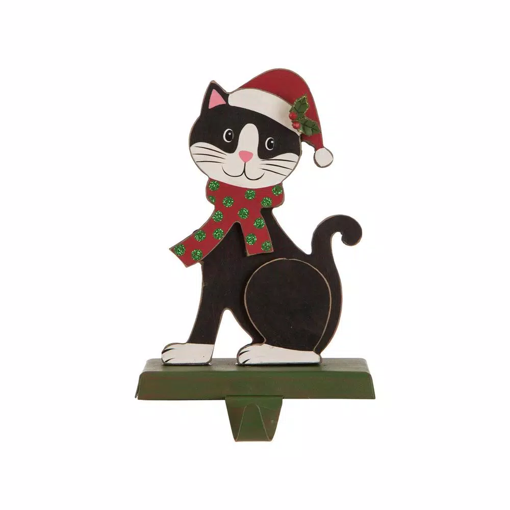 Glitzhome 7.76 In. H Wooden Metal Christmas Stocking Holder Cat 3 Glitzhome 7.76 In. H Wooden Metal Christmas Stocking Holder Cat