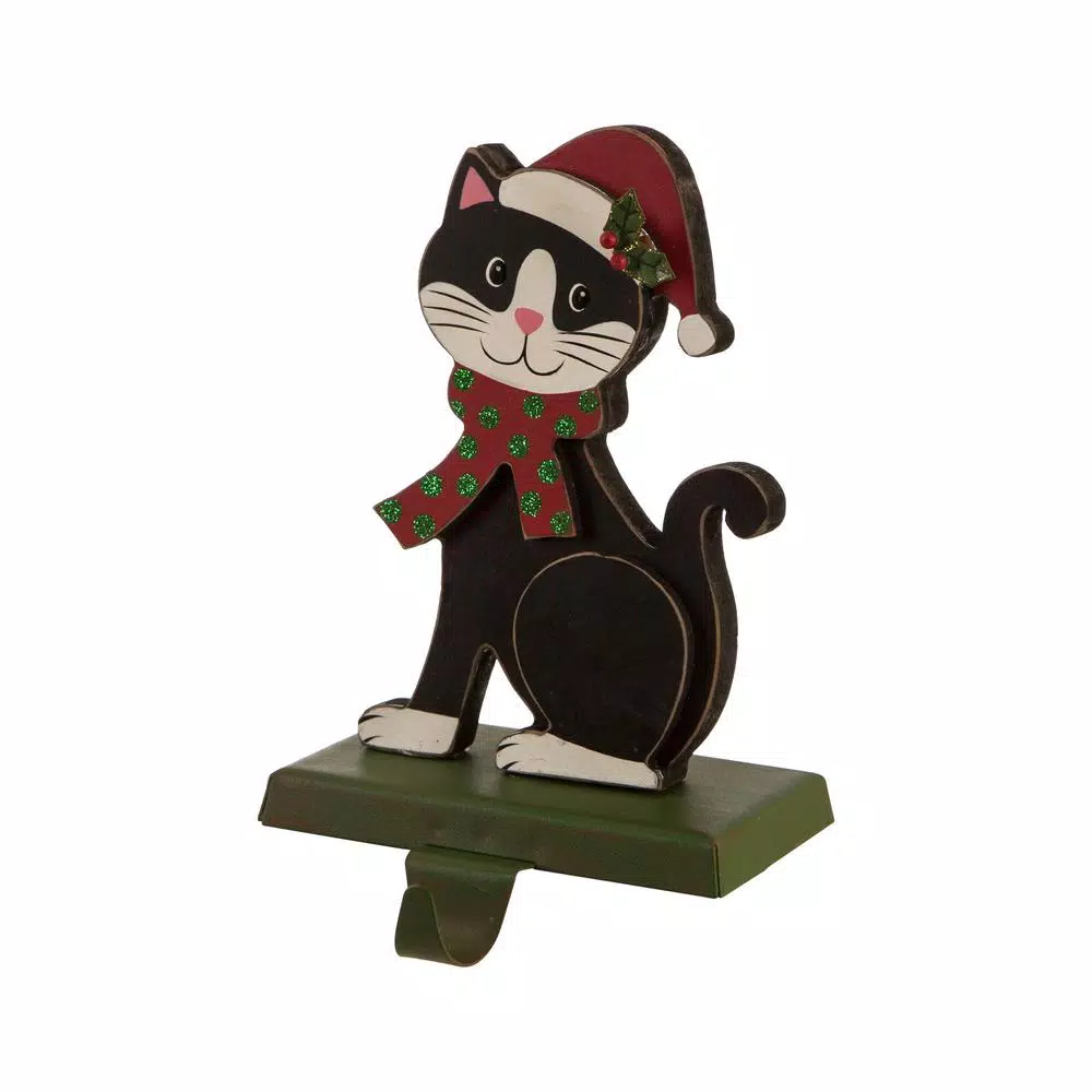 Glitzhome 7.76 In. H Wooden Metal Christmas Stocking Holder Cat 4 Glitzhome 7.76 In. H Wooden Metal Christmas Stocking Holder Cat - Image 2