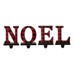 Glitzhome Wooden/Metal NOEL Christmas Stocking Holder (Set Of 4)