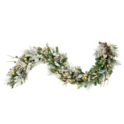Haute Decor 6 Ft. Pre-Lit LED Snowfall Creek Artificial Christmas Garland With Pine Cones -Alpine Corporation Shop haute decor christmas garland dcgr7201 4f 1000