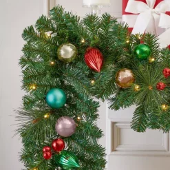 Home Accents Holiday 9 Ft. Fantasleigh Battery Operated Pre-Lit LED Artificial Christmas Garland 12 Home Accents Holiday 9 Ft. Fantasleigh Battery Operated Pre-Lit LED Artificial Christmas Garland -Alpine Corporation Shop home accents holiday christmas garland chzh1762030h2 1d 1000