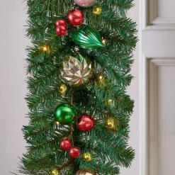 Home Accents Holiday 9 Ft. Fantasleigh Battery Operated Pre-Lit LED Artificial Christmas Garland 13 Home Accents Holiday 9 Ft. Fantasleigh Battery Operated Pre-Lit LED Artificial Christmas Garland -Alpine Corporation Shop home accents holiday christmas garland chzh1762030h2 66 1000
