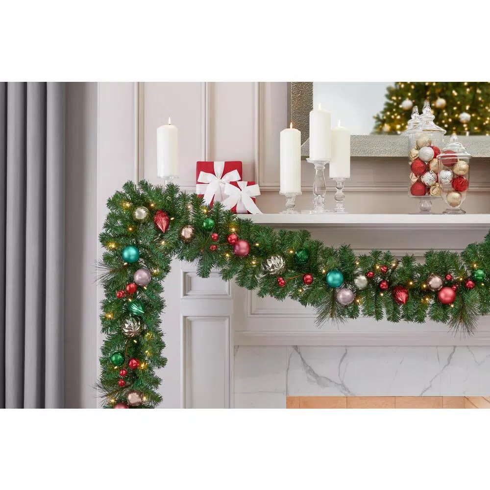 Home Accents Holiday 9 Ft. Fantasleigh Battery Operated Pre-Lit LED Artificial Christmas Garland 4 Home Accents Holiday 9 Ft. Fantasleigh Battery Operated Pre-Lit LED Artificial Christmas Garland - Image 2