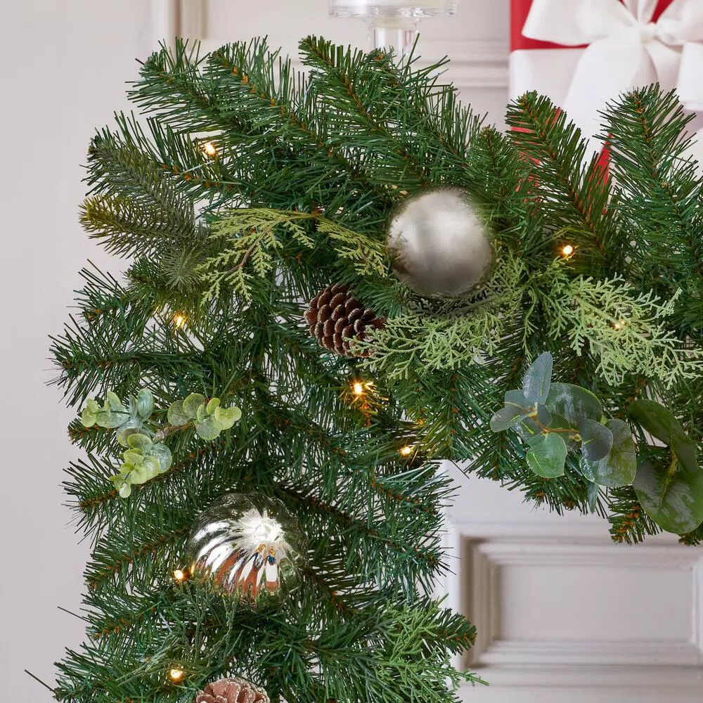 Home Accents Holiday 9 Ft. St. Germain Battery Operated Mixed Pine LED Pre-Lit Christmas Garland With Timer 8 Home Accents Holiday 9 Ft. St. Germain Battery Operated Mixed Pine LED Pre-Lit Christmas Garland With Timer - Image 6