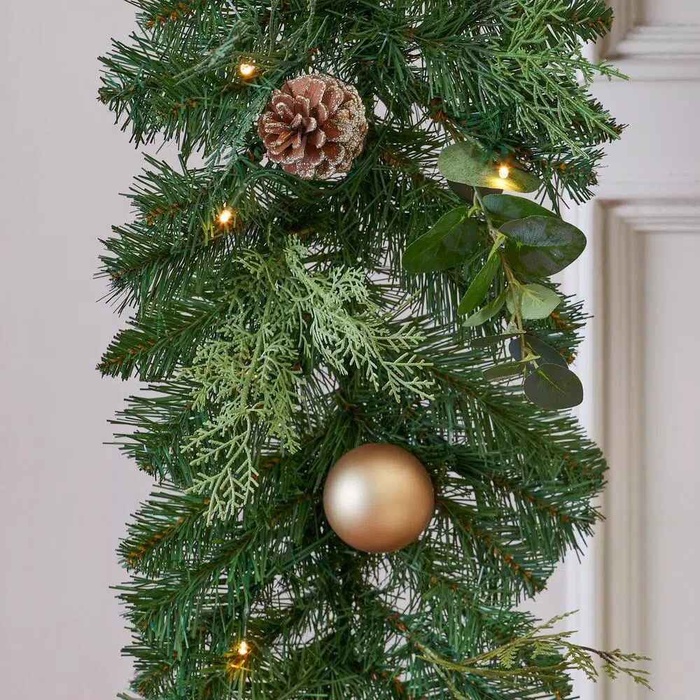 Home Accents Holiday 9 Ft. St. Germain Battery Operated Mixed Pine LED Pre-Lit Christmas Garland With Timer 9 Home Accents Holiday 9 Ft. St. Germain Battery Operated Mixed Pine LED Pre-Lit Christmas Garland With Timer - Image 7