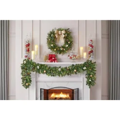 Home Accents Holiday 9 Ft. St. Germain Battery Operated Mixed Pine LED Pre-Lit Christmas Garland With Timer 12 Home Accents Holiday 9 Ft. St. Germain Battery Operated Mixed Pine LED Pre-Lit Christmas Garland With Timer -Alpine Corporation Shop home accents holiday christmas garland chzh3812070h3 a0 1000