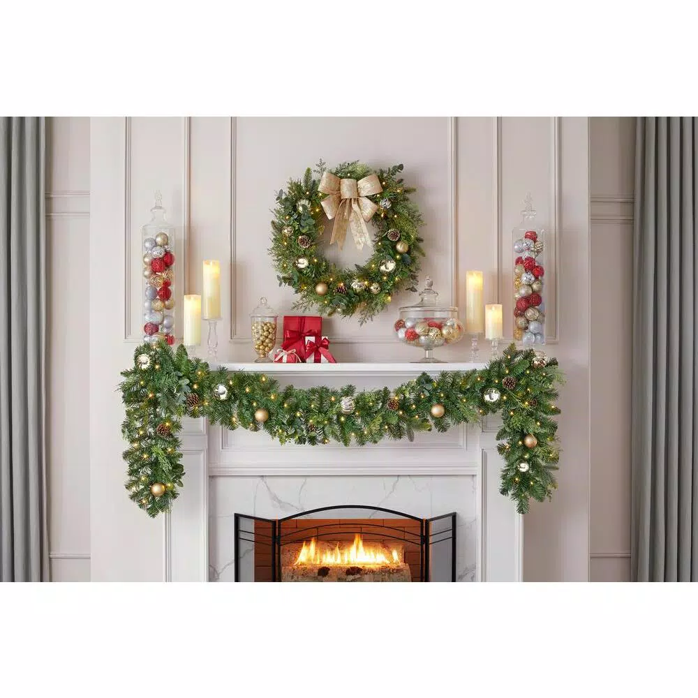 Home Accents Holiday 9 Ft. St. Germain Battery Operated Mixed Pine LED Pre-Lit Christmas Garland With Timer 6 Home Accents Holiday 9 Ft. St. Germain Battery Operated Mixed Pine LED Pre-Lit Christmas Garland With Timer - Image 4