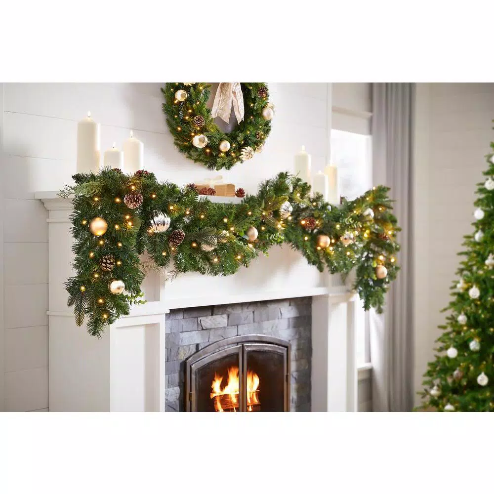 Home Accents Holiday 9 Ft. St. Germain Battery Operated Mixed Pine LED Pre-Lit Christmas Garland With Timer 4 Home Accents Holiday 9 Ft. St. Germain Battery Operated Mixed Pine LED Pre-Lit Christmas Garland With Timer - Image 2
