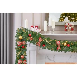 Home Accents Holiday 12 Ft. Royal Easton Battery Operated Pre-Lit LED Artificial Christmas Garland 11 Home Accents Holiday 12 Ft. Royal Easton Battery Operated Pre-Lit LED Artificial Christmas Garland -Alpine Corporation Shop home accents holiday christmas garland chzh7302009h9 40 1000