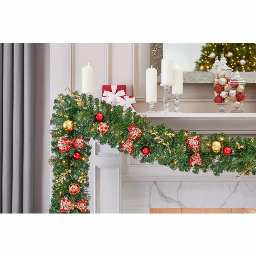 Home Accents Holiday 12 Ft. Royal Easton Battery Operated Pre-Lit LED Artificial Christmas Garland 5 Home Accents Holiday 12 Ft. Royal Easton Battery Operated Pre-Lit LED Artificial Christmas Garland - Image 3