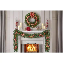 Home Accents Holiday 12 Ft. Royal Easton Battery Operated Pre-Lit LED Artificial Christmas Garland 12 Home Accents Holiday 12 Ft. Royal Easton Battery Operated Pre-Lit LED Artificial Christmas Garland -Alpine Corporation Shop home accents holiday christmas garland chzh7302009h9 a0 1000