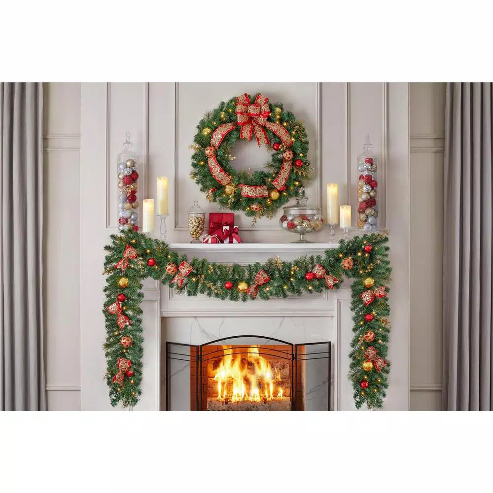 Home Accents Holiday 12 Ft. Royal Easton Battery Operated Pre-Lit LED Artificial Christmas Garland 6 Home Accents Holiday 12 Ft. Royal Easton Battery Operated Pre-Lit LED Artificial Christmas Garland - Image 4