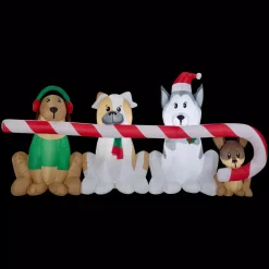 Home Accents Holiday 8 Ft. W Pre-Lit Giant Airblown Inflatable Christmas Puppies With Candy Cane Scene -Alpine Corporation Shop home accents holiday christmas inflatables 39367 77 1000