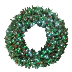 Home Accents Holiday 60 In. Christmas Bright Spruce Artificial Wreath With Red, Green, Cool White Lights