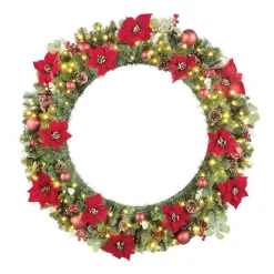 Home Accents Holiday 48 In. Berry Bliss Pre-Lit LED Artificial Christmas Wreath