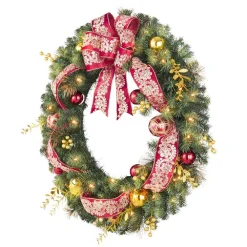 Home Accents Holiday 36 In. Royal Easton Battery Operated Pre-Lit LED Artificial Christmas Wreath -Alpine Corporation Shop home accents holiday christmas wreaths chzh7302009h8 40 1000
